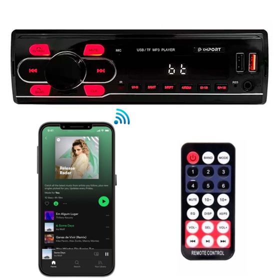 Imagem de Radio Automotivo Sem Toca Cd Mp3 Player Bluetooth Usb + Controle