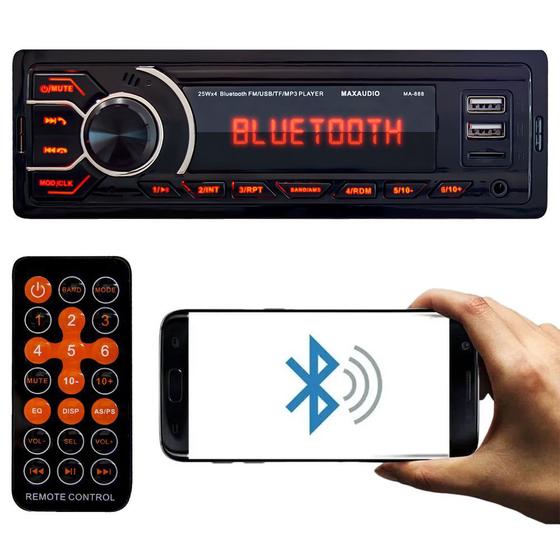 Imagem de Som Automotivo Radio 2 Usb Carrega Cel Bluetooth Sd Controle