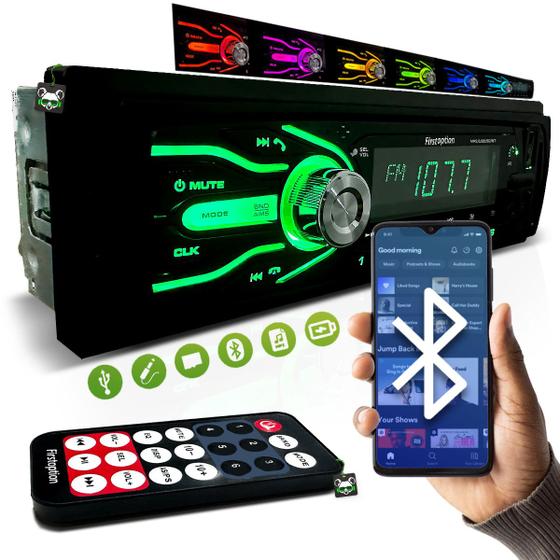 Imagem de Rádio Automotivo Mp3 Universal Som Carro USB SD Bluetooth
