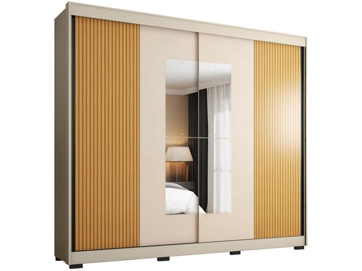 Imagem de Guarda-roupa Casal com Espelho 4 Gavetas 2 Portas de Correr Araplac Benfica