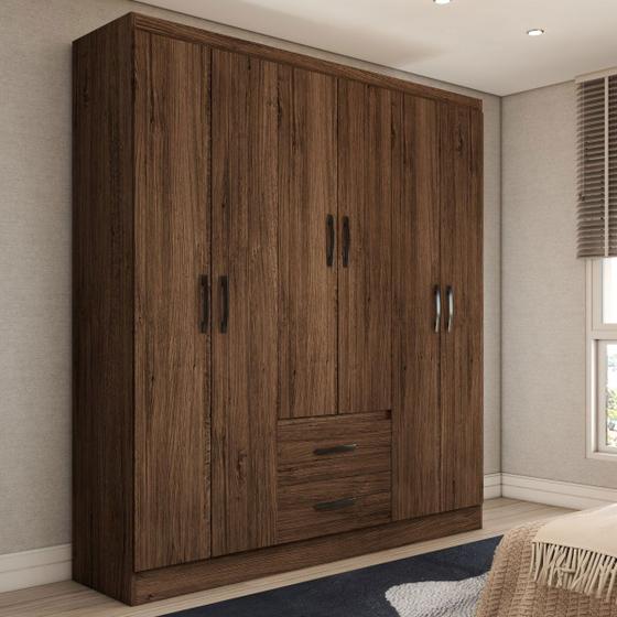 Imagem de Guarda-Roupa Casal Panamá 6 Portas 2 Gavetas Castanho - Panorama Móveis