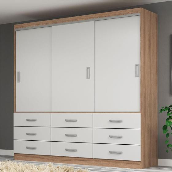 Imagem de Guarda-Roupa Casal Isabela 3 PT 9 GV Off White