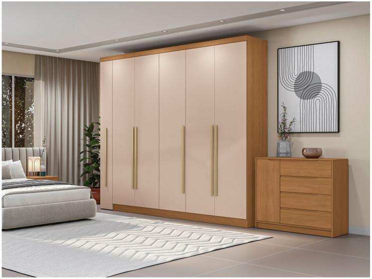 Imagem de Guarda-roupa Casal com Espelho 6 Gavetas 6 Portas Kappesberg Dakota Classic