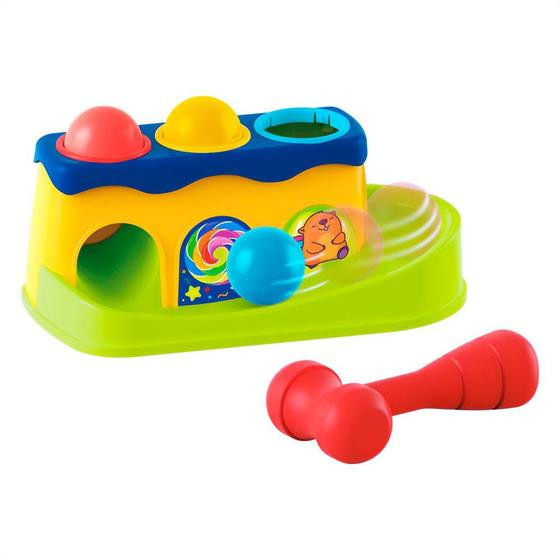 Imagem de Martelinho Bate Bola Brinquedo Infantil Didático Coordenação Motora Visual 12 Meses+ Pimpolho