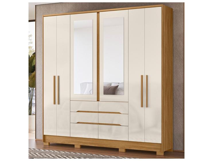 Imagem de Guarda-roupa Casal com Espelho 6 Gavetas 6 Portas Moval Móveis Crystal San Francisco