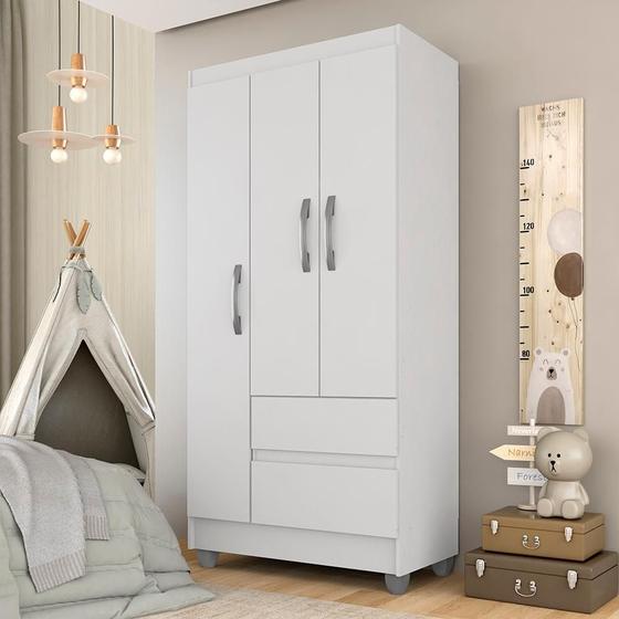 Imagem de Guarda Roupa Solteiro Lohaine 3 Pts Branco