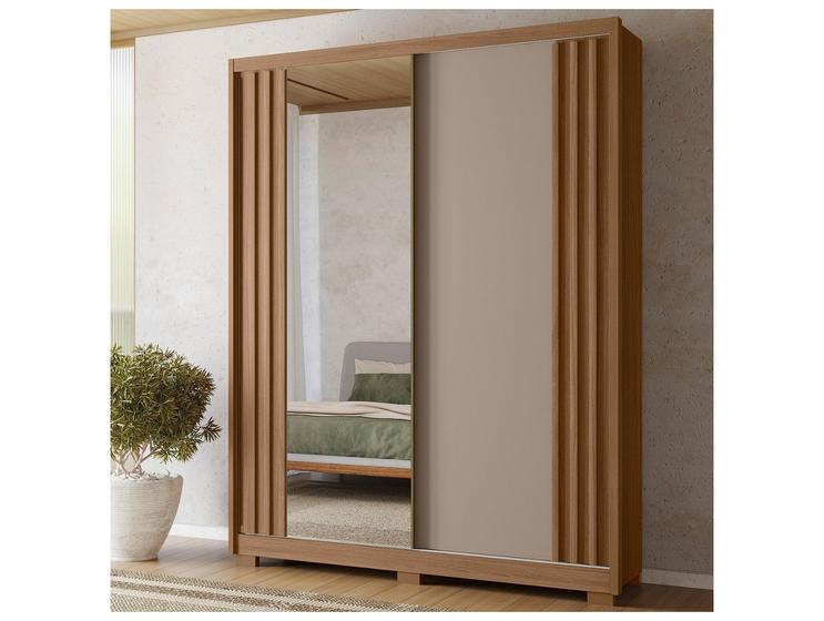 Imagem de Guarda-roupa Solteiro com Espelho 3 Gavetas 2  Portas de Correr Moval Móveis Inspiração Colorado