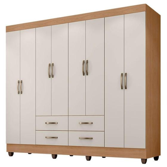 Imagem de Guarda Roupa Casal Porto 8 Portas Nature Off White - Móveis Leão