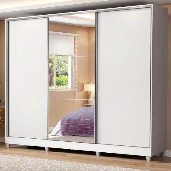 Imagem de Guarda Roupa Casal Madesa Royale 100% MDF 3 Portas de Correr com Espelho com Pés XL