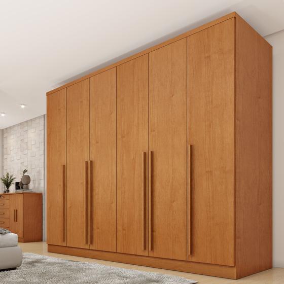 Imagem de Guarda Roupa Casal 6 Portas 8 Gavetas Puxador MDF 270cm Portugal Espresso Móveis