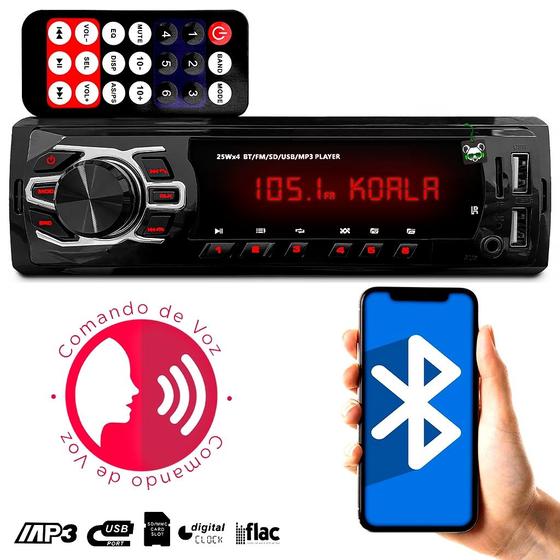 Imagem de Rádio Mp3 1 Din Player Som Automotivo de Carro 2 Usb Sd Auxiliar Bluetooth Universal