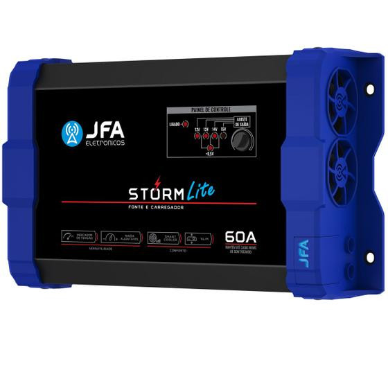 Imagem de Fonte JFA Storm Lite 60A Bivolt Carregadora de Bateria De Trio Paredão Som Automotivo Festa Show