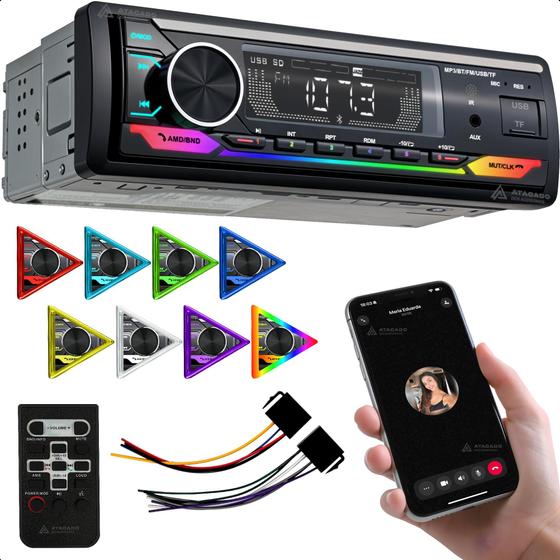 Imagem de Rádio Auto Som Automotivo Aparelho MP3 Conexão Bluetooth 2 entrada USB SD Saída Subwoofer ES-3307C