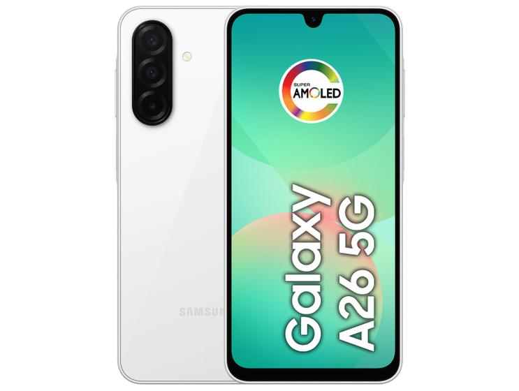 Imagem de Smartphone Samsung Galaxy A26 256GB 5G 8GB RAM Branco 6.7" Câm. 50MP + 8MP + 2MP + Selfie 13MP