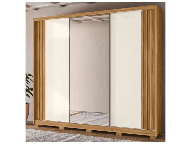 Imagem de Guarda-roupa Casal com Espelho 6 Gavetas 3 Portas Moval Móveis Inspiração Arizona