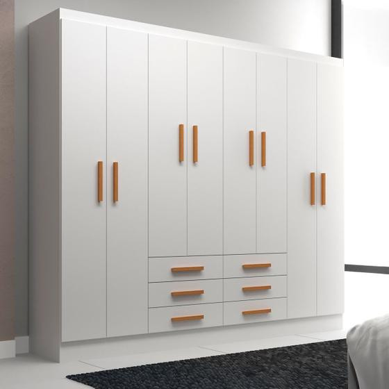 Imagem de Guarda-Roupa Casal Paris 8 Portas 6 Gavetas Branco - Evidencia Móveis