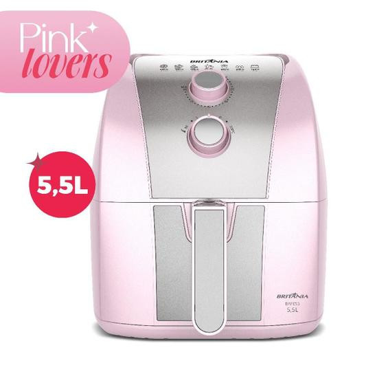 Imagem de Air Fryer Rosa Britânia 5,5L Cesto Pinkstone 1500W BAFE53