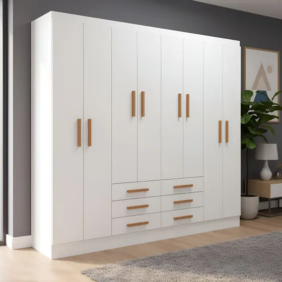 Imagem de Guarda Roupa Grande Casal Paris 8 Portas 6 Gavetas com Amplo Espaço Interno - Evidência