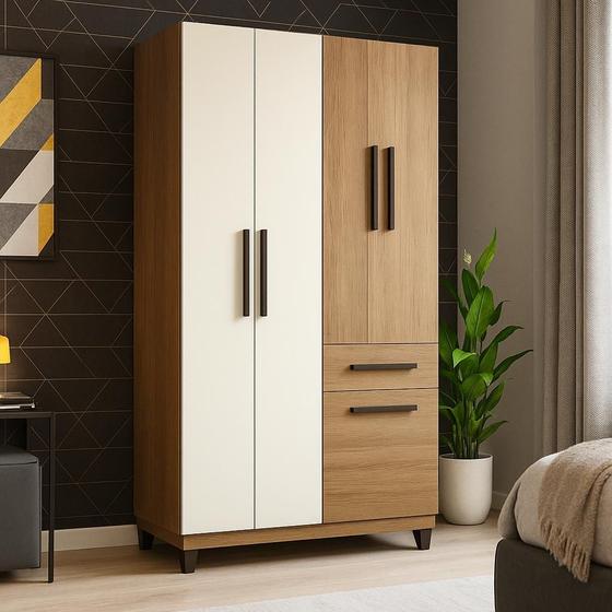 Imagem de Guarda Roupa roupeiro Solteiro 5 Portas com Gaveta Compacto moderno