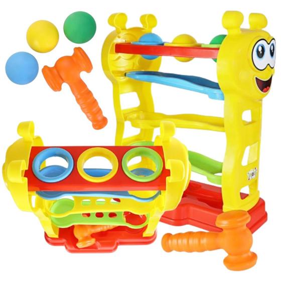 Imagem de Brinquedo Educativo Baby Péia Infantil Centopeia Colorida Martelinho Bolinhas p/ Bebes Dia das Crianças Meninas Meninos Aniversário