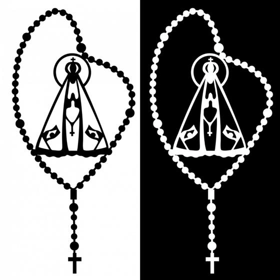 Adesivo Carro Moto Terço Nossa Senhora Aparecida Deus Jesus - Alemão