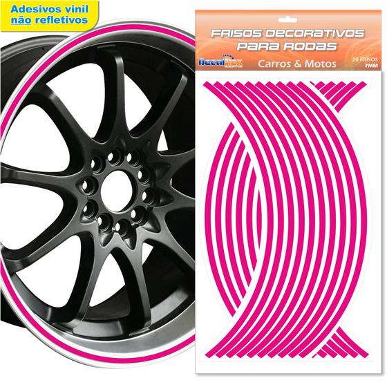 Adesivo Vinil Roda Carro Moto 7mm Rosa Pink(não refletivo) - Decalflex