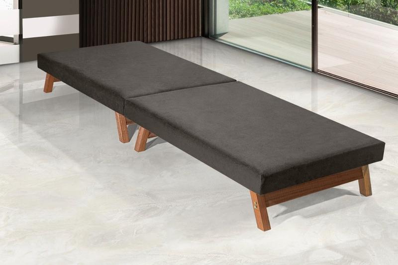 Imagem de Mini cama dobravel portatil maleta 170x60 c/colchão - pés madeira -d26 -marrom
