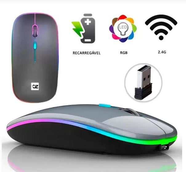 Mouse sem fio RGB Recarregavel para Tablet Notebook PC - Bul Eletronico