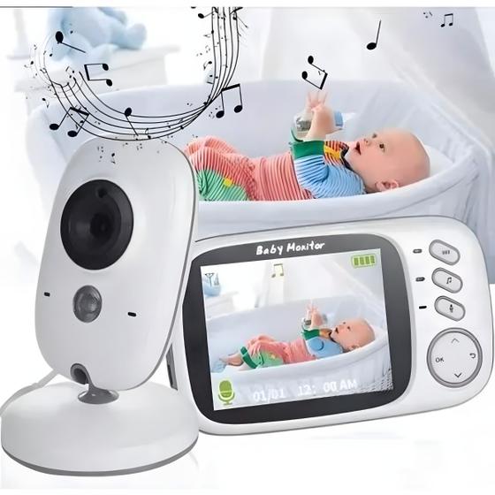 Baba Eletronica Camera Baby Monitor VB603 Bateria Longa Duração Recarregável Visão Noturna Sensor Temperatura Ambiente
