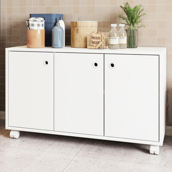 Armário Multiuso 3 Portas 1 Prateleira Branco 625 - Pnr Móveis - Brv