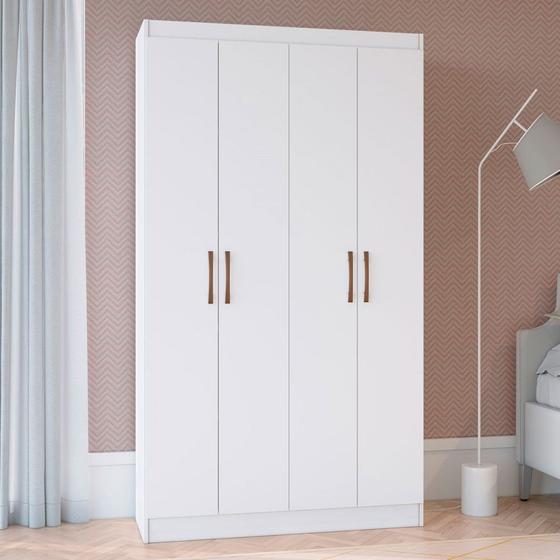 Guarda-Roupa Solteiro 4 Portas Lyon 8 Prateleiras 40468 Branco - Pnr Móveis