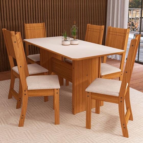 Mesa de Jantar 6 Lugares Corse Freijó/Off White - Pnr Móveis