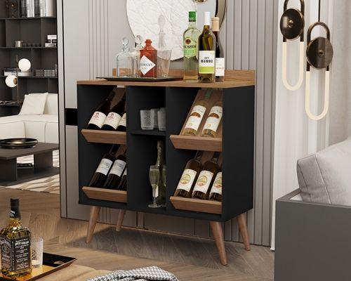 Adega Petrus pés palito cor Preto / Freijó - Comprar Moveis de Casa