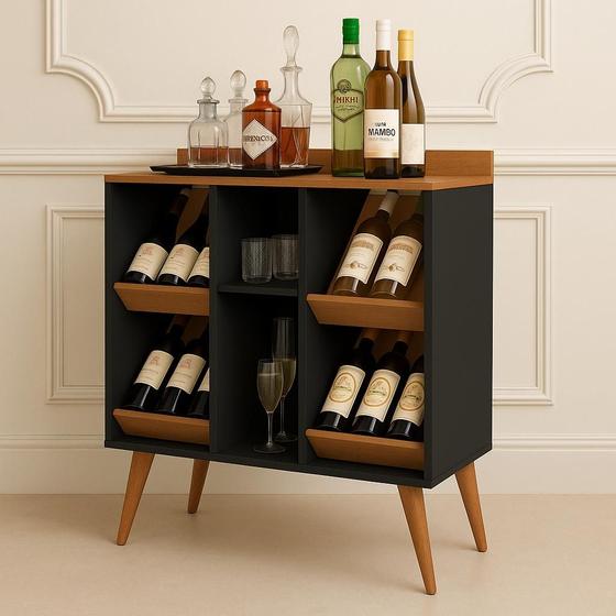 Adega Petrus Plus pés palito cor Preto / Freijó - Comprar Moveis para sua Casa - comprar moveis de casa