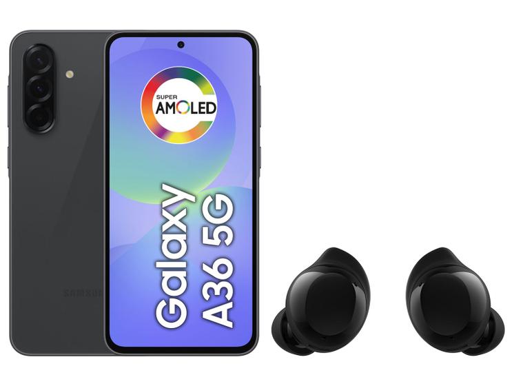 Smartphone Samsung Galaxy A36 128GB 5G 6GB RAM - Preto + Fone de Ouvido Bluetooth Buds Core Preto