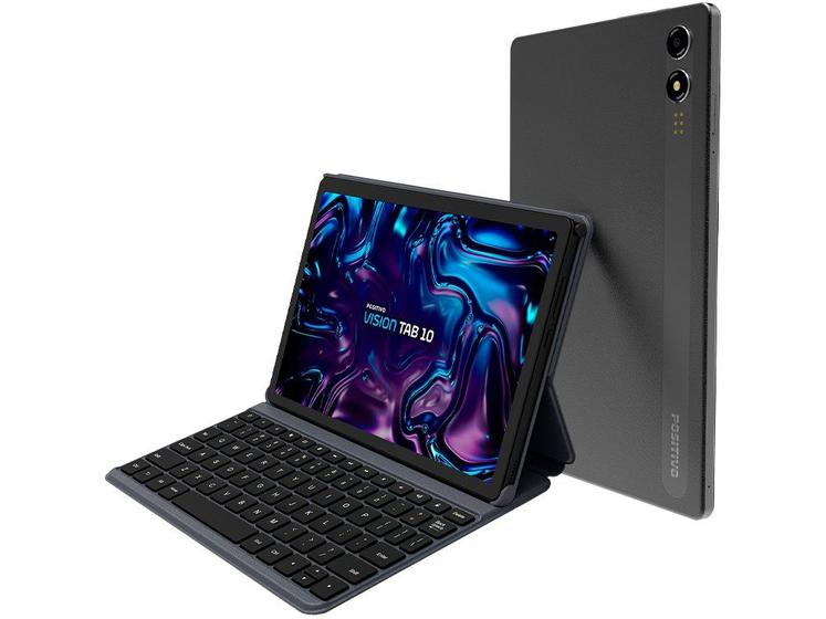 Tablet Positivo Vision Tab 10 + Capa Teclado 4GB RAM 128GB Octa-Core Android 13 Wi-Fi 4G Tela 10,1" HD IPS Câmera 13MP e 5MP Preto