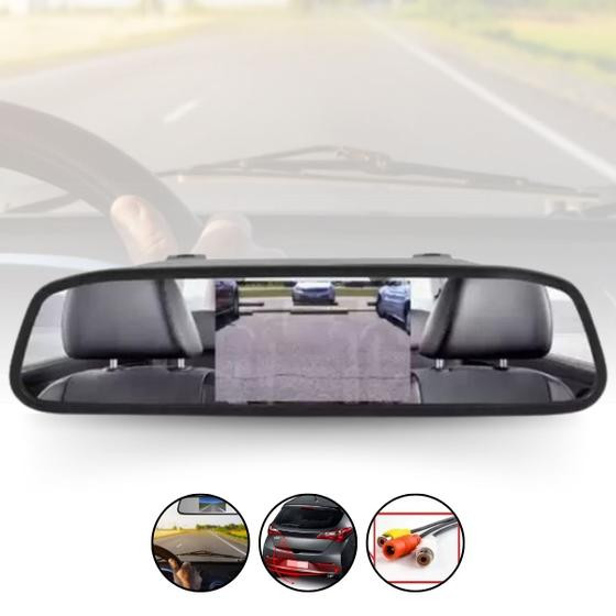 Espelho Retrovisor automotivo Carro/Caminhões Com Sensor de Ré tela Lcd - 01Smart