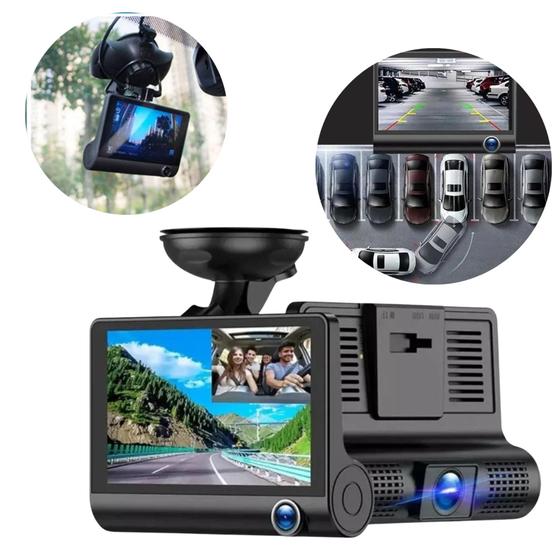 Câmera para Carro Gravar Viagens Camera Veicular Interna Frontal e Ré Full HD - WDR