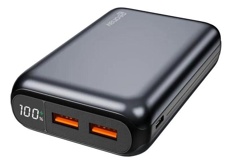 Carregador Portátil PowerBank 20.000 Mah com Carregamento Rápido Preto Geonav