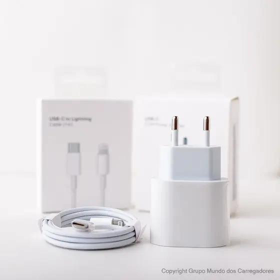 Carregador Turbo Completo iPhone,USBC 20W Cabo Lightning USBC Compatível com IPhone11,12,13,14 Carga Rápida Selo Anatel Envio Rapido - Foxcom