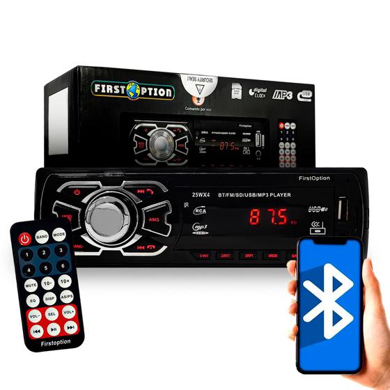 Radio Automotivo Mp3 1Din Com Bluetooth Usb Pendrive Sd Playe Com Controle Aparelho De Som Automotivo de Carro - FIRST OPTION
