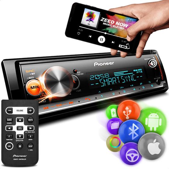 Rádio Mp3 Player Pioneer Mvh-x3000br Bluetooth iPhone Mixtrax