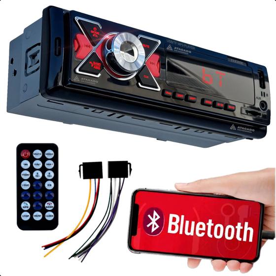 Aparelho de som Radio Automotivo Mp3 player Bluetooth Usb Micro Sd Som 12v Para Carros altofalante - Thork