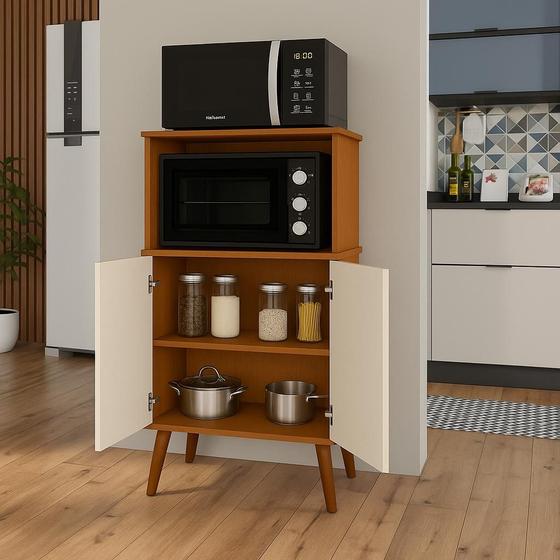 Paneleiro Torre Quente Cozinha Lisboa Para Microondas e Forno 2 Portas Multiuso Resistente - Dullar Móveis