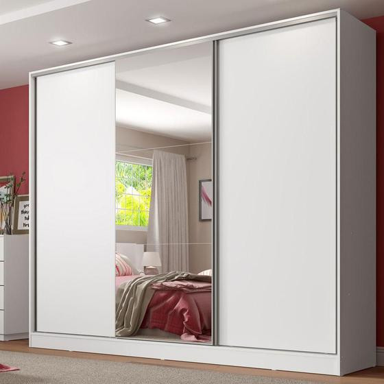 Guarda Roupa Casal 100% MDF 3 Portas de Correr com Espelho Royale Madesa
