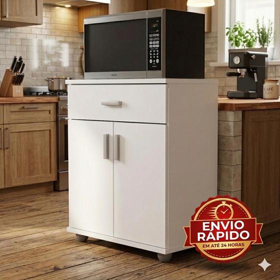 FULL Armário Balcão Suporte Microondas Cozinha Branco Mell ENVIA SOMENTE 01 UN - DULLAR MÓVEIS