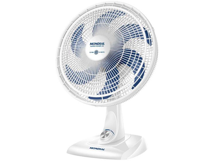 Ventilador de Mesa Mondial Super Power VSP-40-W 40cm 6 Pás 3 Velocidades Branco e Azul