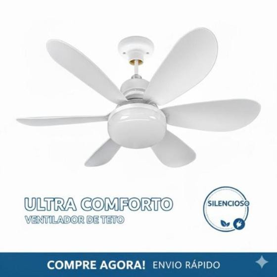 Ventilador de Teto Potente e Silencioso Controle Remoto Incluso - Lâmpada Ventilador Teto