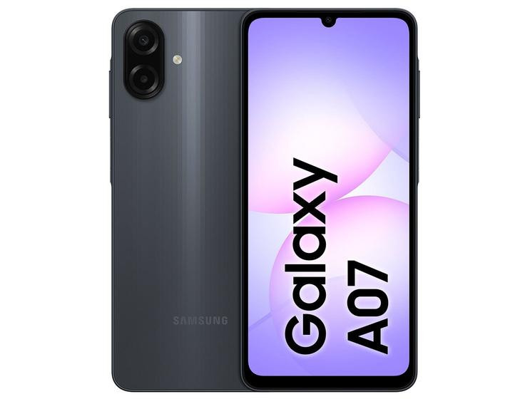 Celular Samsung Galaxy A07 128GB Preto 4GB RAM Tela 6,7" Câm. Dupla + Selfie 8MP