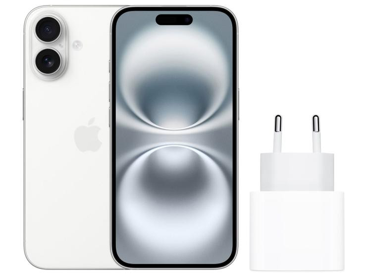 Smartphone Apple iPhone 16 128GB Branco - 5G + Carregador Apple USB-C 20W Original